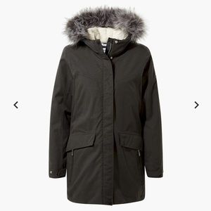 ❄️ Craghoppers Womens Long Gray/Blue Winter Jacket with Fur Hood